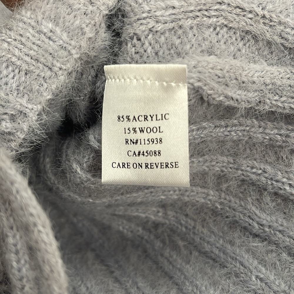 Princess Polly Gray Ribbed V-Neck Drawstring Sweater - Picture 6 of 9